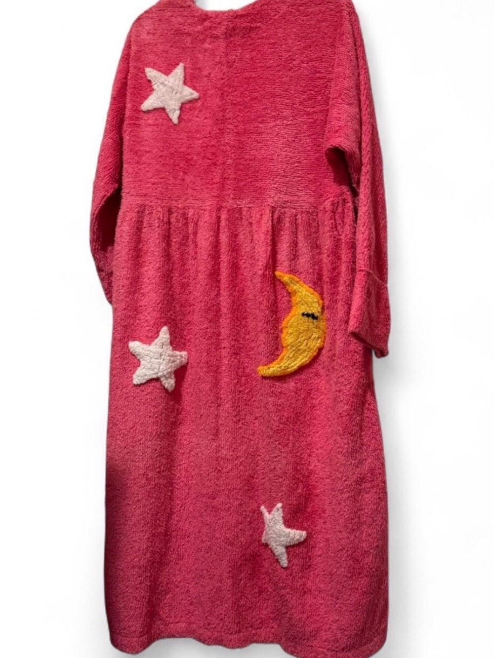 Vintage 90s Canyon Group Chenille Celestial Full Length Zip Up Robe Pink - Picture 2 of 9